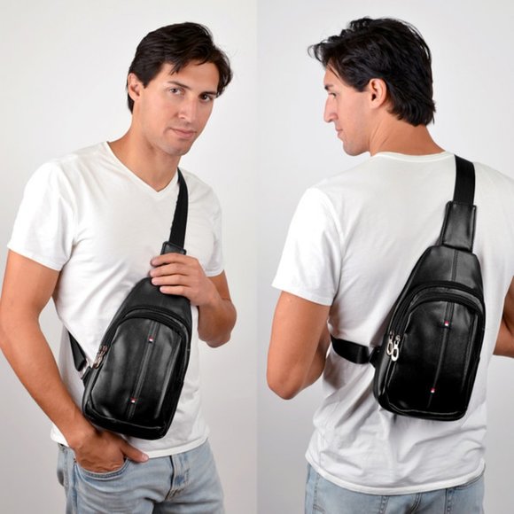 Black Crossbody Vegan Leather Sling Bag
